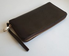 portefeuille monnaie cartes POURCHET avec sangle cuir marron 21/12 cm beg