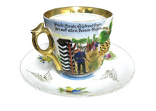 Grande Tasse De Réserviste A Scènes Peintes Et Légendes - Prusse 1900.