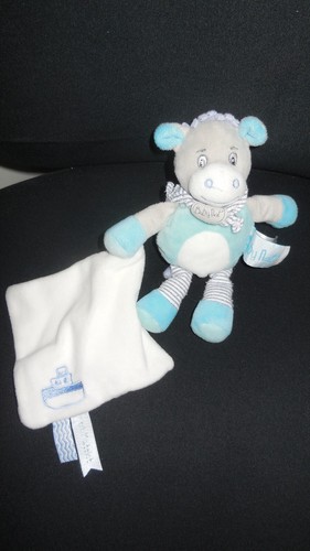 Doudou peluche âne gris - âne, bleu