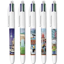 LOT DE 5 STYLOS BIC 4 COULEURS