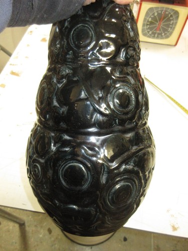 Vase céramique noire signé - vase,
