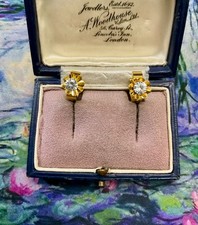 ANCIENNES BOUCLES D'OREILLES ART DÉCO -   PLAQUÉ OR - TOPAZE SCINTILLANTE