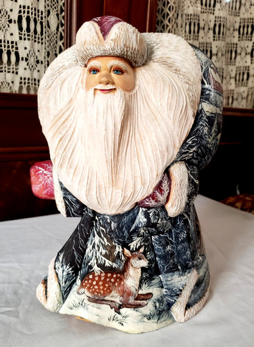 Grand pere noel bois - en, peint