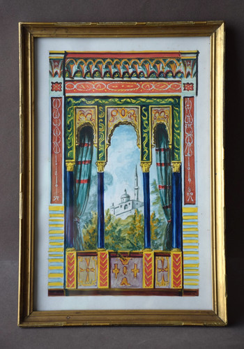 Dessin ancien gouache - à, la