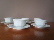 5 Tasses à Thé /Café & sous tasses Porcelaine Blanche de Limoges Union Limousine