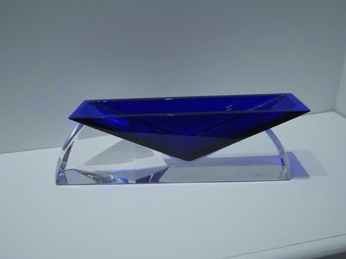 Rare vase bas coupe bleu - coupe,