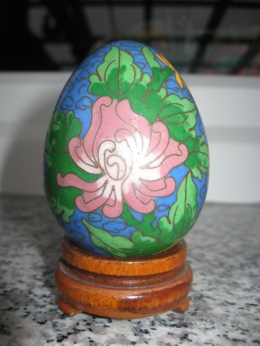 Oeuf cloisonnes décor fleurs - décor,
