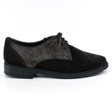 Chaussures femme à lacets Derby cuir et daim noir