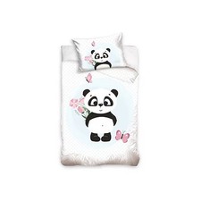 Parure lit Housse de couette réversible " PANDA " 100% coton bébé 90 x