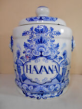 Ancien grand pot à Pharmacie Apothicaire tabac HAVANA faïence de Delft signé