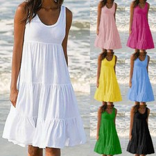 Robe D'été Mini Robe Débardeur Robe Smockée Gilet Robes Baggy Plage Vacances /
