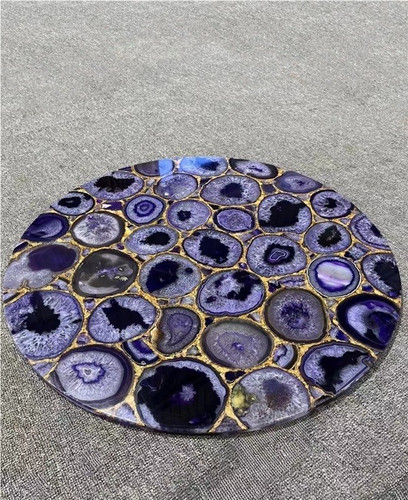 Purple agate stone table top - agate,