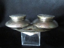 ENCRIER DOUBLE métal Tintenfass Inkwell Ecole Bureau c1930/50 !