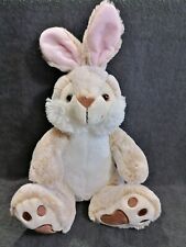 Doudou peluche grand lapin blanc marron chiné Nicotoy Simba toys   Etat neuf