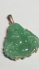 Gros pendentif bouddha rieur jade or 18 k