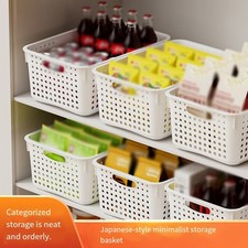 Panier de Rangement Ménage en Plastique pour Bureau Cuisine Baignoire en Blanc