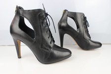SAN MARINA T 40 Escarpins Bottines ouvertes lacets cuir noir Très bon état