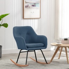 Chaise à Bascule Noir Tissu