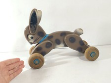 Jouet à Tirer Lapin en Bois / 1950's / Ancien