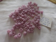 Lot de 100 grosses perles tubes en verre anciennes vintage rose poudre mat INDE