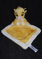 ?Doudou plat Simba roi lion DISNEY BABY jaune blanc mouchoir Etat NEUF