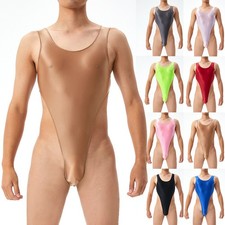 Combinaison justaucorps homme brillant sans manches body extensible sous vêteme