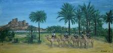 Huile orientaliste sur toile René Barotte  1974, la Vallée Du Draa Au Maroc.