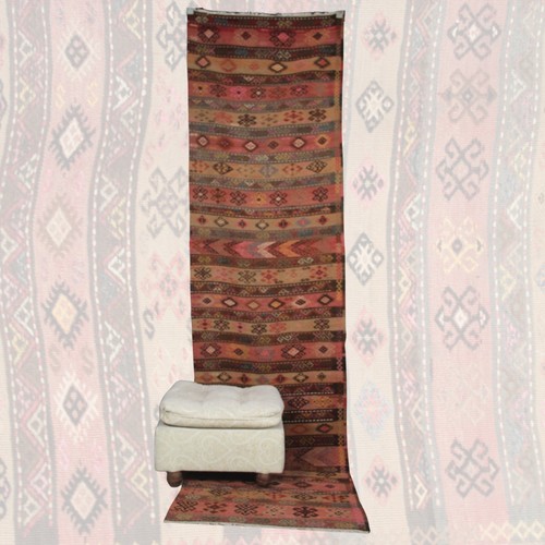 Kilim marron rayé - vintage,