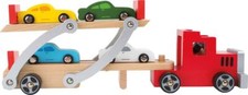 Camion transport de voitures en bois avec rampe jouet pour enfants avec remor...