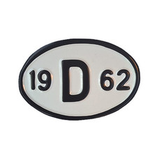 Plaque arrière année 1962 VW Coccinelle Bug D badge étiquette ovale métal vin...