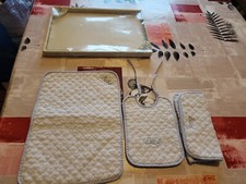 brodé pour repas bébé /bavoir/porte serviette/set de table VINTAGE 100% COTTON