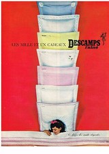 PUBLICITE ADVERTISING  1963   DESCAMPS  draps linge de maison