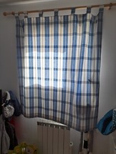 2 rideaux à carreaux bleu et