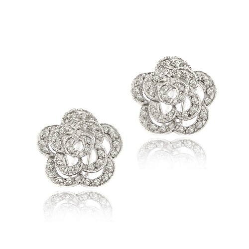 925 argent zircone ouvert rose - argent,