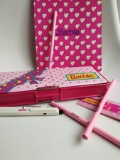 RARE! trousse plumier et petit cahier vintage BARBIE 80s papeterie fournitures