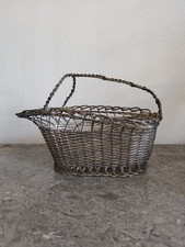Ancien Panier A Bouteille En Fil De Fer Tressé Dégustation Vin Art De La Table
