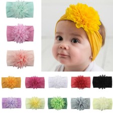 Enfants Bébé Fleur Large Bandeau En Nylon Noeud Noeud Serre-Tête Bandes De /