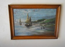 Tableau Ancien  Marine Ecole Bretonne Huile avec son cadre 38 cm / 27 cm