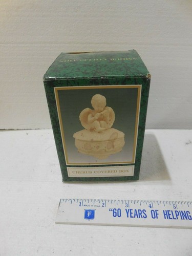 Cherub covered box - cherub, porcelain