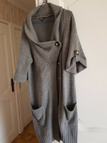 Gilet long gris emoi manches - gilet,
