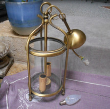 Lanterne Suspension Vintage en métal doré et globe en verre