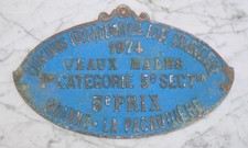 PLAQUE CONCOURS AGRICOLE ROANNE LA PACAUDIERE 1974 CHAROLAISE FONTE D'ALUMINIUM