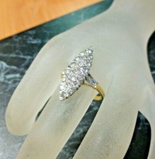 Bague marquise 2 ors 18K  sertie de 19 diamants G-VS ( 1,40ct) poincon aigle T59