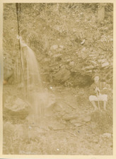 France, Chasseur Alpin à côté de la Cascade de Lans le Bourg  Vintage albumen pr