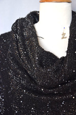 Chacok.Jacquard façonné chenille noir lamé argent et sequins façon sweat