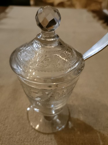 Moutardier cristal gravé - cristal,