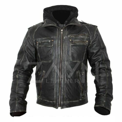 Veste motard cuir - de,