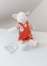 Peluche/Doudou Cochon Rayé Salopette Orange 30cm La Grande Famille - Moulin Roty
