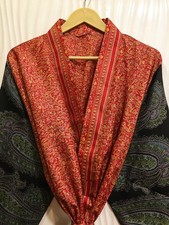 Pure Soie Rouge et Noir Kimono Longue Robe Fille Femme Kimono Soie KMO5372