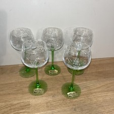 Lot de 5 verres À Pied Vert Cristal Verres À Vin Blanc Alsace Grappes De Raisin